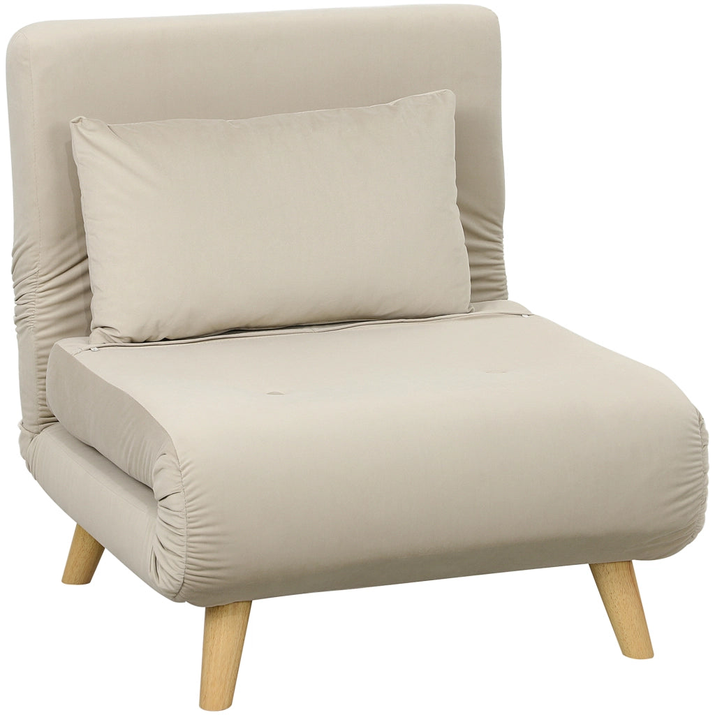 POLTRONA LETTO 72x78x79 cm in velluto beige, schienale regolabile