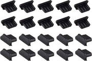 20 pezzi di copertura di protezione anti polvere per porta USB micro USB in silicone, nero, compatibile con smartphone