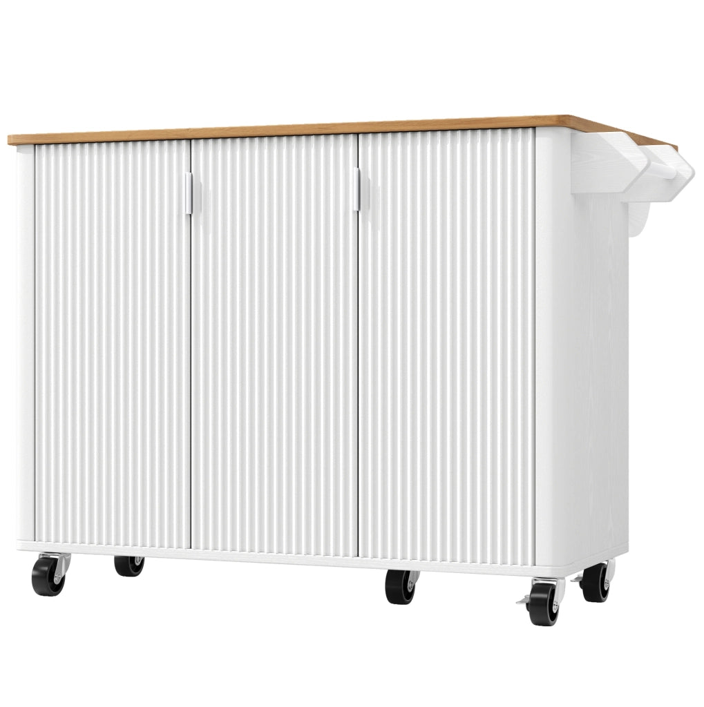 Isola da cucina 130x45(75)x92 cm con piano ribaltabile; ripiani regolabili; MDF bianco