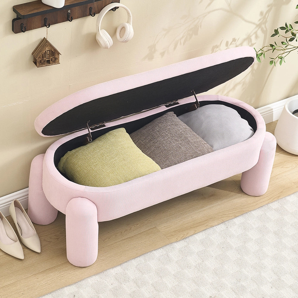 Panca-Xylo-Chenilla rosa legno massello con spazio