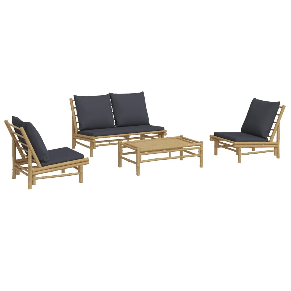 Set Salotto da Giardino 4pz con Cuscini Grigio Scuro BambÃ¹cod mxl 124313