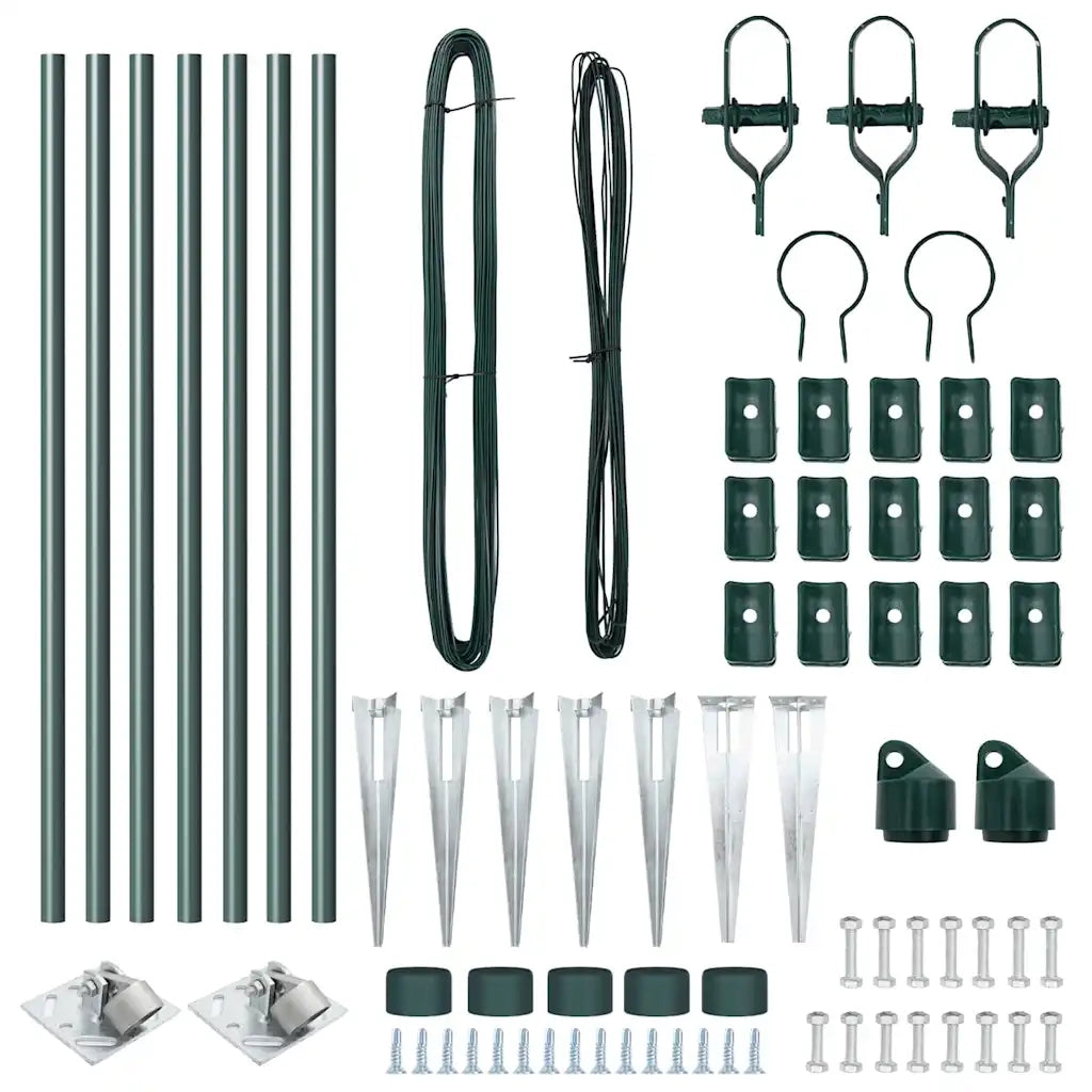 Palo della recinzione 7 pcs Verde Acciaio 42004240