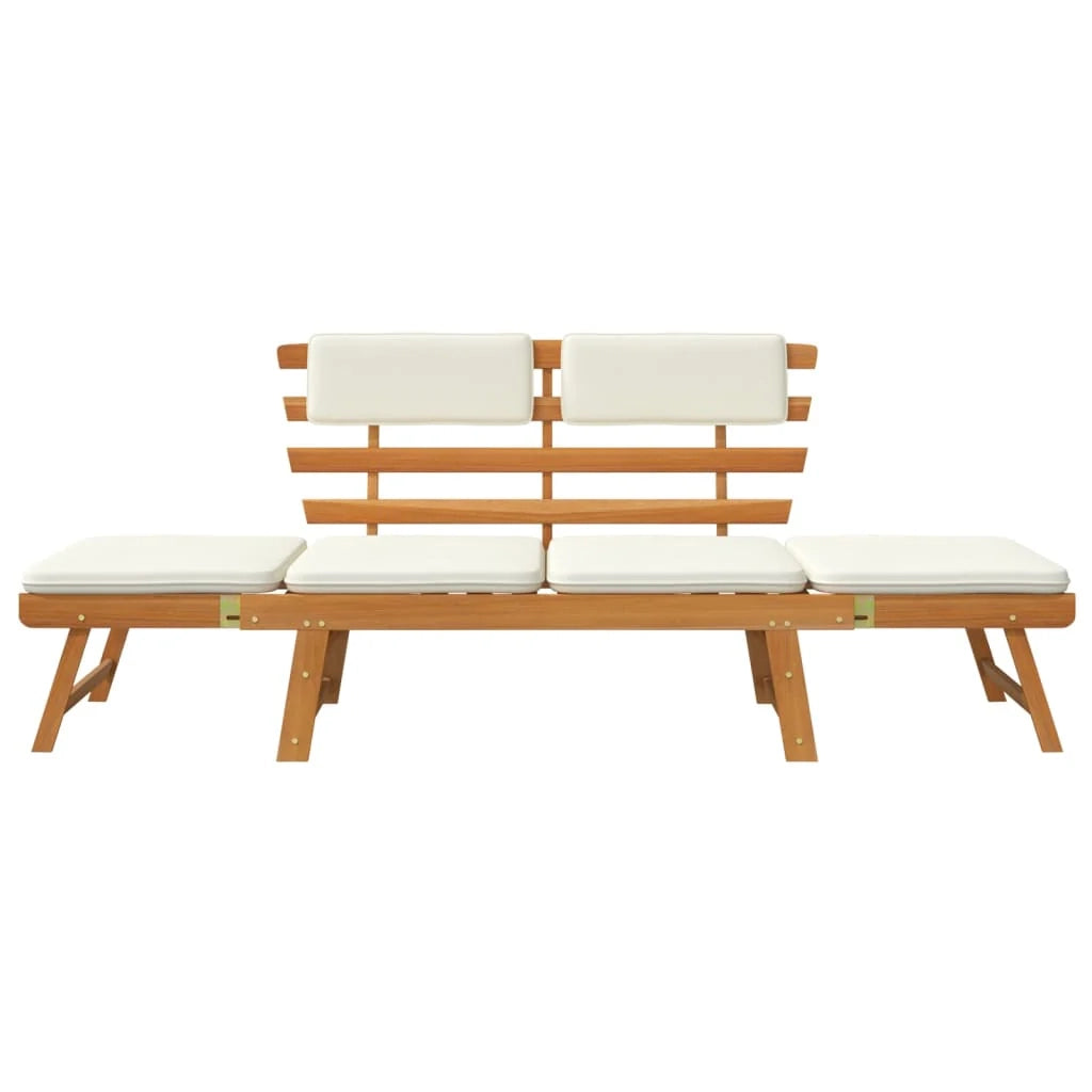 Panca da giardino 2 in 1 mobili da esterno per patio con cuscini 190 cm legno massello di acacia 02_0011599