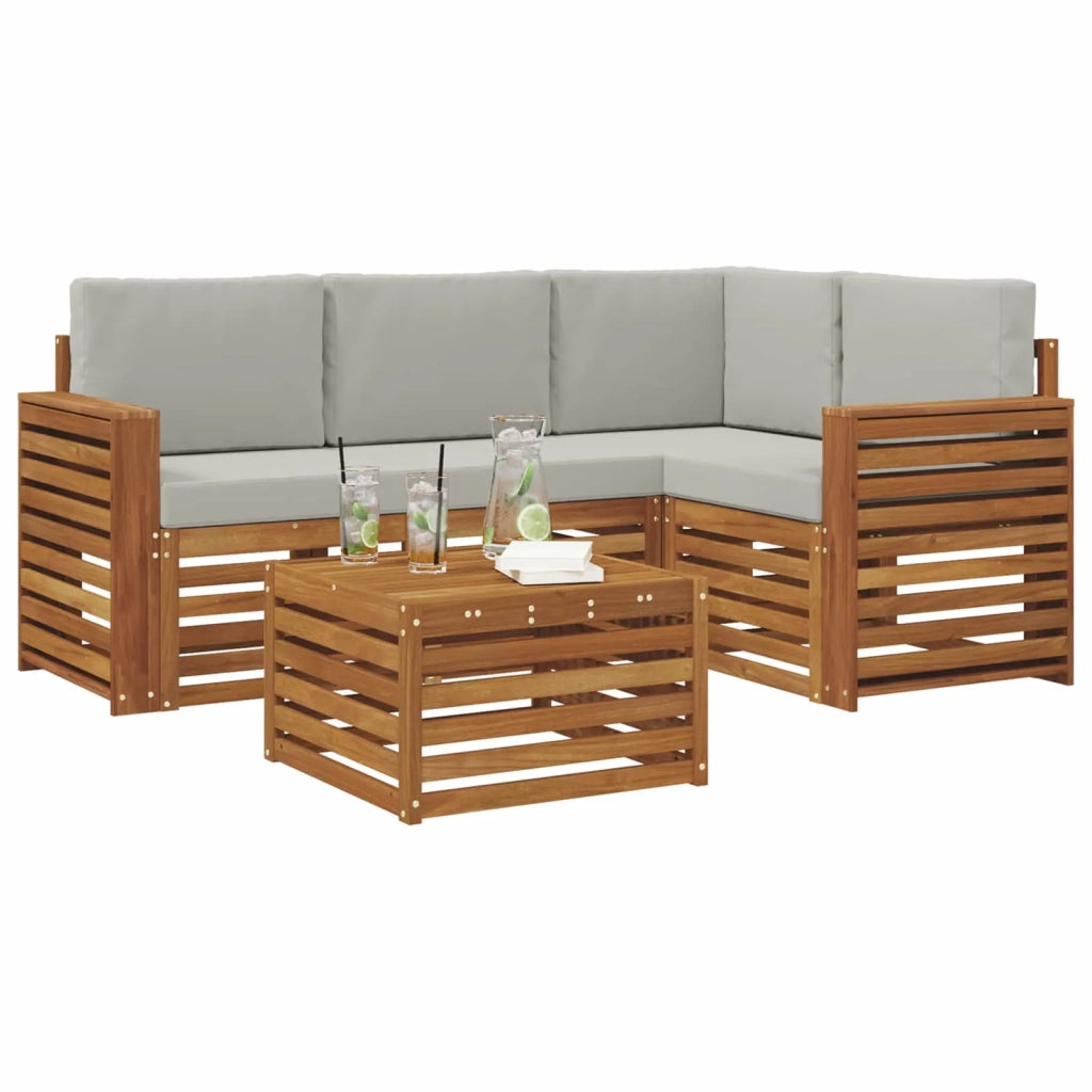 Set di divani da esterno 5 pcs Grigio Naturale e Chiaro 3374776