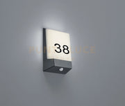 KASAI APPLIQUE LED 9W 50lm, 3000K ANTRACITE CON SENSORE E NUMERO CIVICO 16X21CM