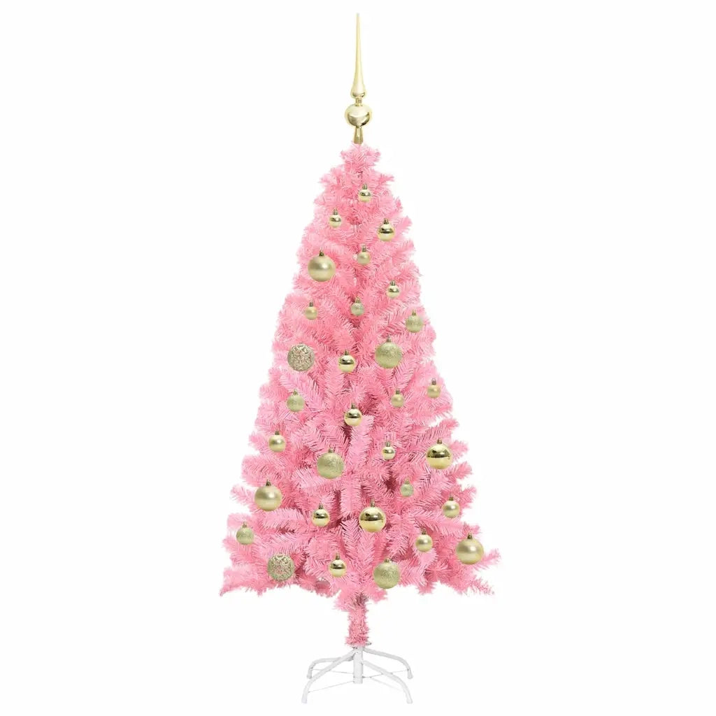 Albero di Natale con 150 LED con supporto Rosa 120 cm PVC 3396411