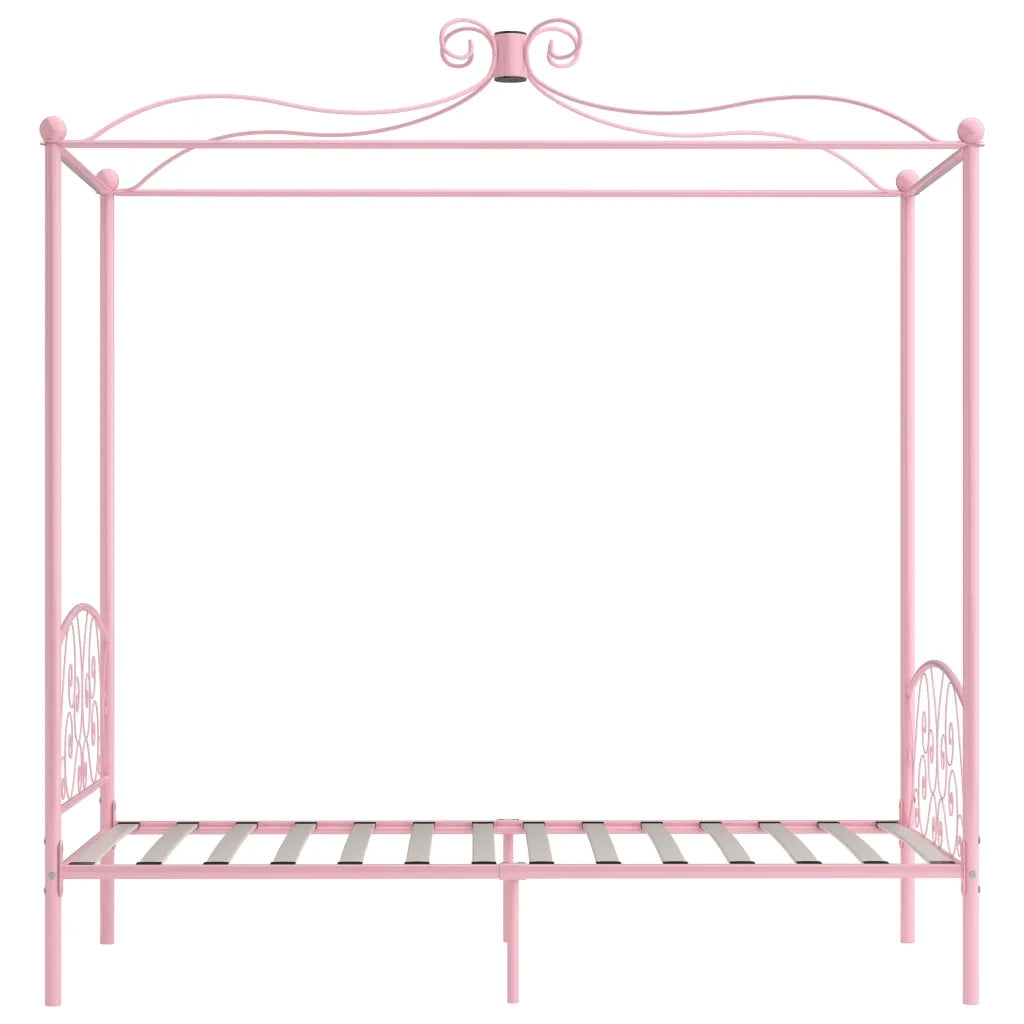Letto a Baldacchino Rosa in Metallo 100x200 cm cod mxl 59873