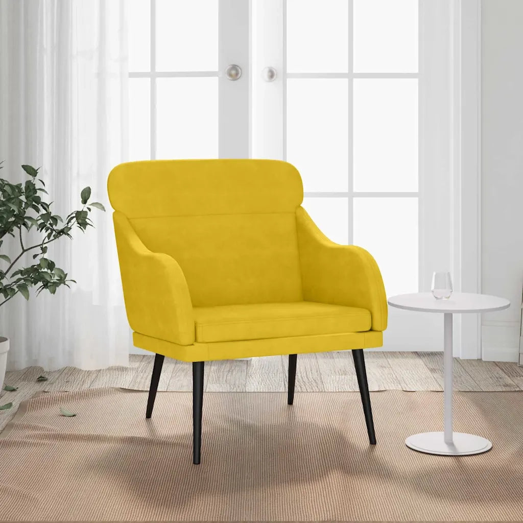 Poltrona Gialla 63x76x80 cm Velluto cod mxl 14574