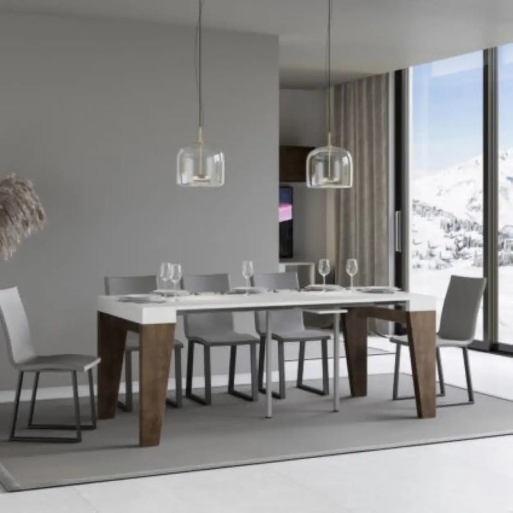 Consolle allungabile 90x40/196 cm Naxy Mix Small piano bianco frassino - struttura noce