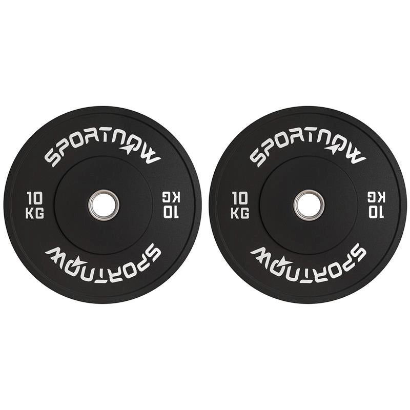 SET 2 DISCHI PESI DA 10KG IN GOMMA CON FORO DA 2"/5 CM PER MANUBRI E BILANCIERI NERO