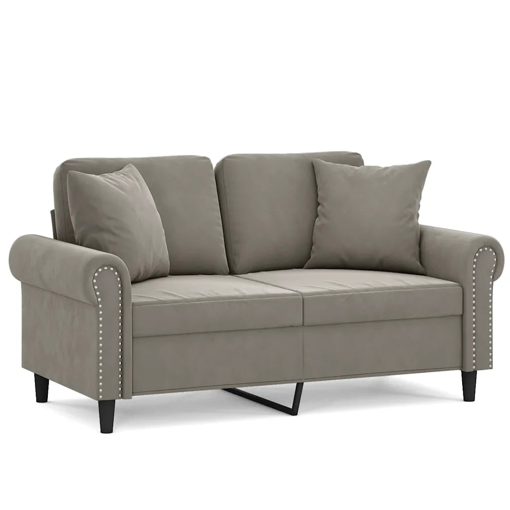 Divano a 2 Posti con Cuscini Grigio Chiaro 120 cm in Velluto cod mxl 19389