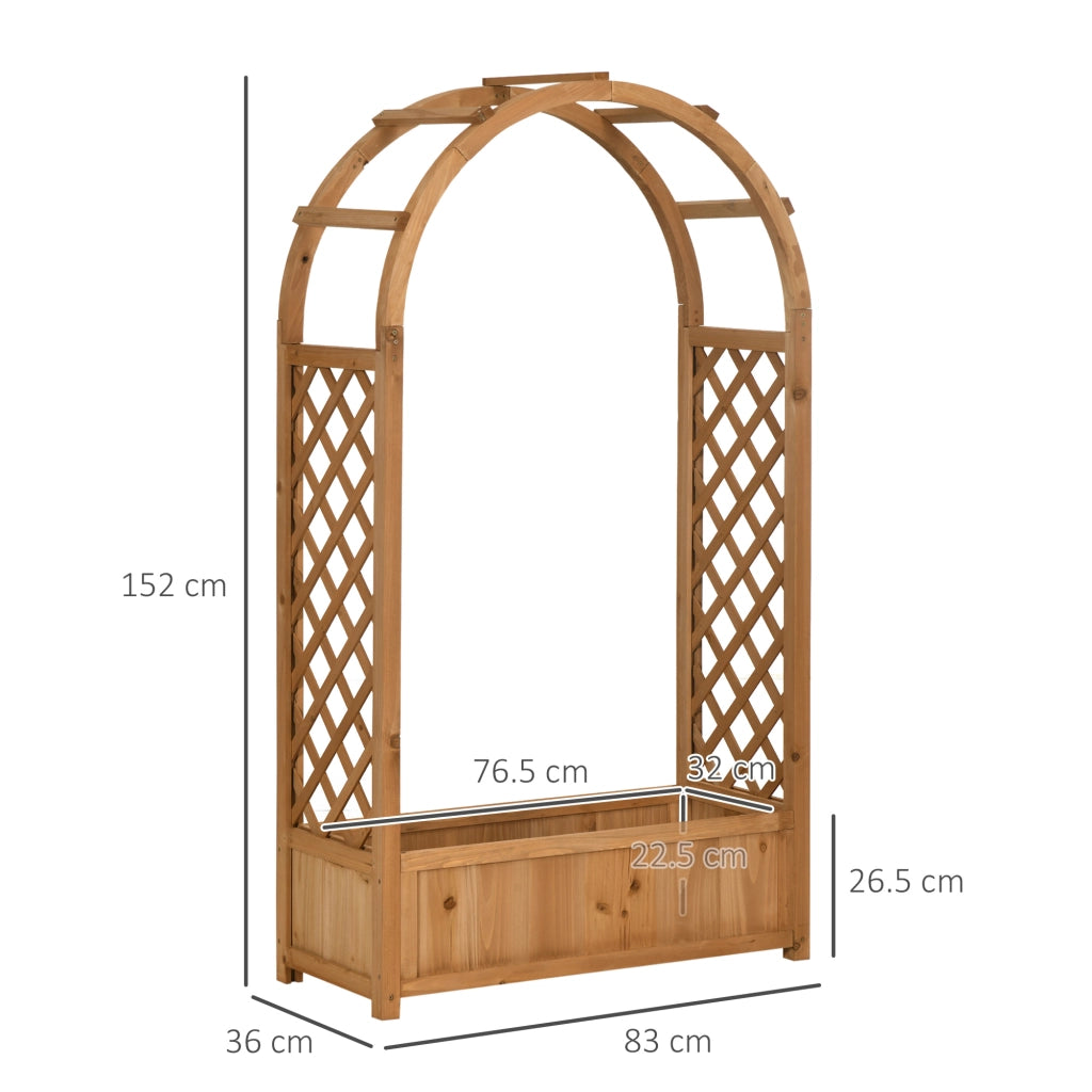 Fioriera da Giardino in Legno di Pino Marrone con Arco ¨C Zephmum ¨C 83x36x152 cm