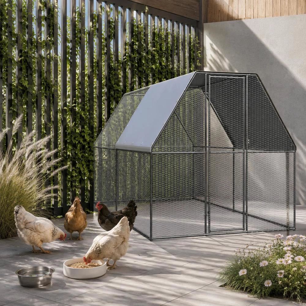 Outdoor Chicken Coop 2x4x2 M Galvanized Steel