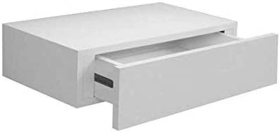 MENSOLA CON CASSETTO DA PARETE SISTEMA REGGIMENSOLA A SCOMPARSA COLORE BIANCO IN LEGNO MDF 40X24X10 CM