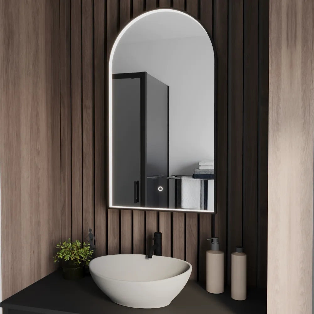 Specchio led retroilluminato 45x80cm con cornice nero opaco luce calda, neutra, fredda e anti-appannamento | Tarf