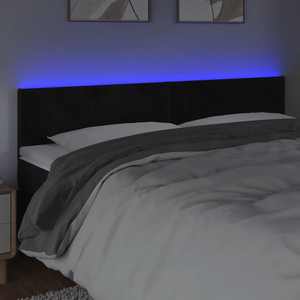 Testiera | Testata a LED Nera 160x5x78/88 cm in Velluto