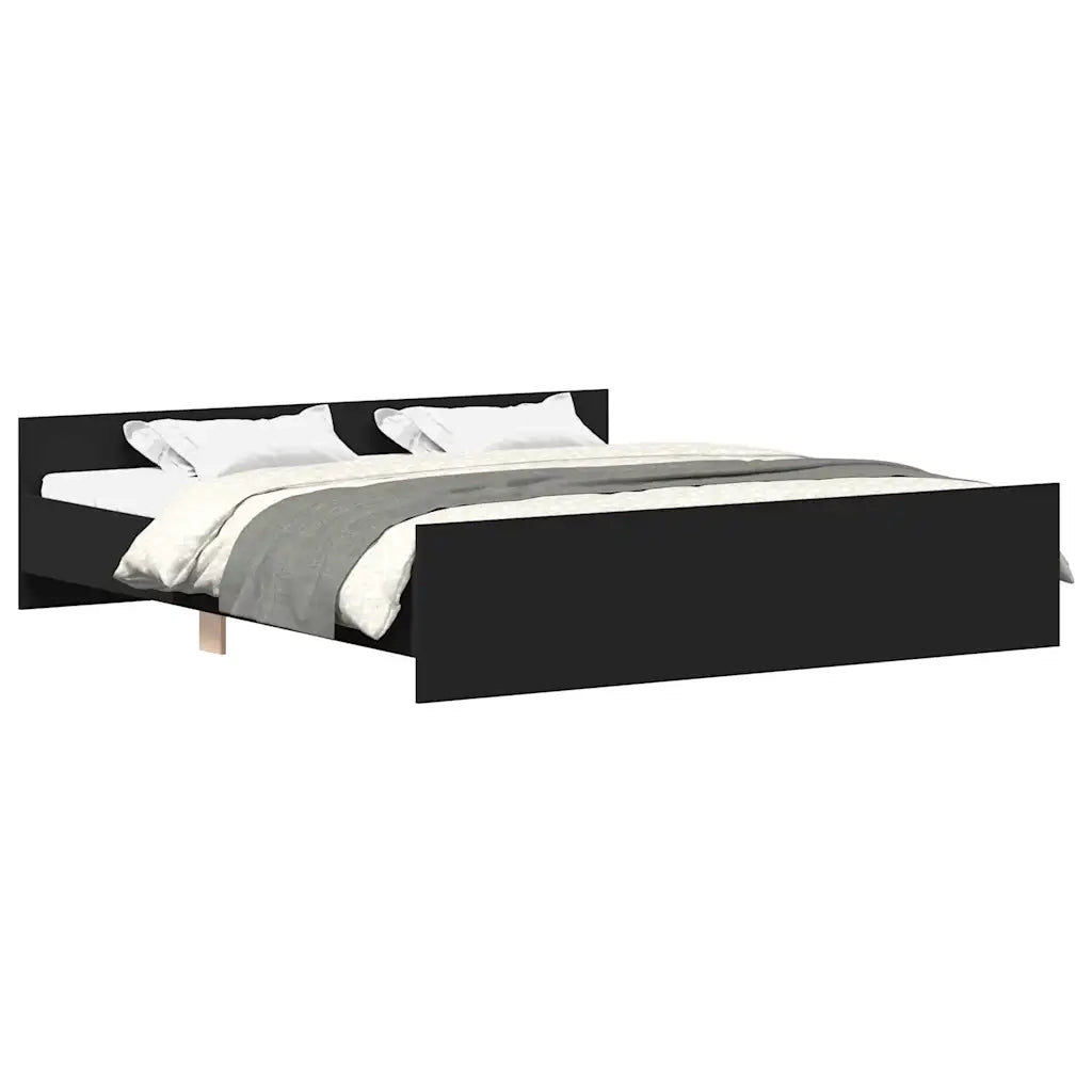 Giroletto con Testiera e Pediera-Struttura Letto Nero 160x200 cm