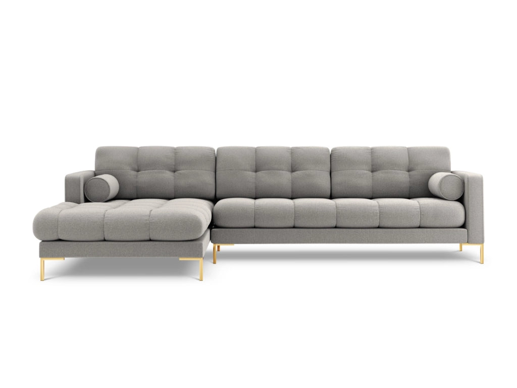 Cosmopolitan Design - Divano angolare sinistro "Bali" 5 posti in tessuto strutturato grigio chiaro 