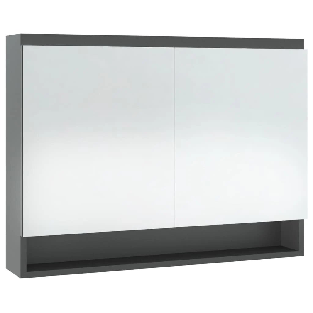 Mobiletto specchio da bagno 80 x 15 x 60 cm grigio MDF 02_0006711