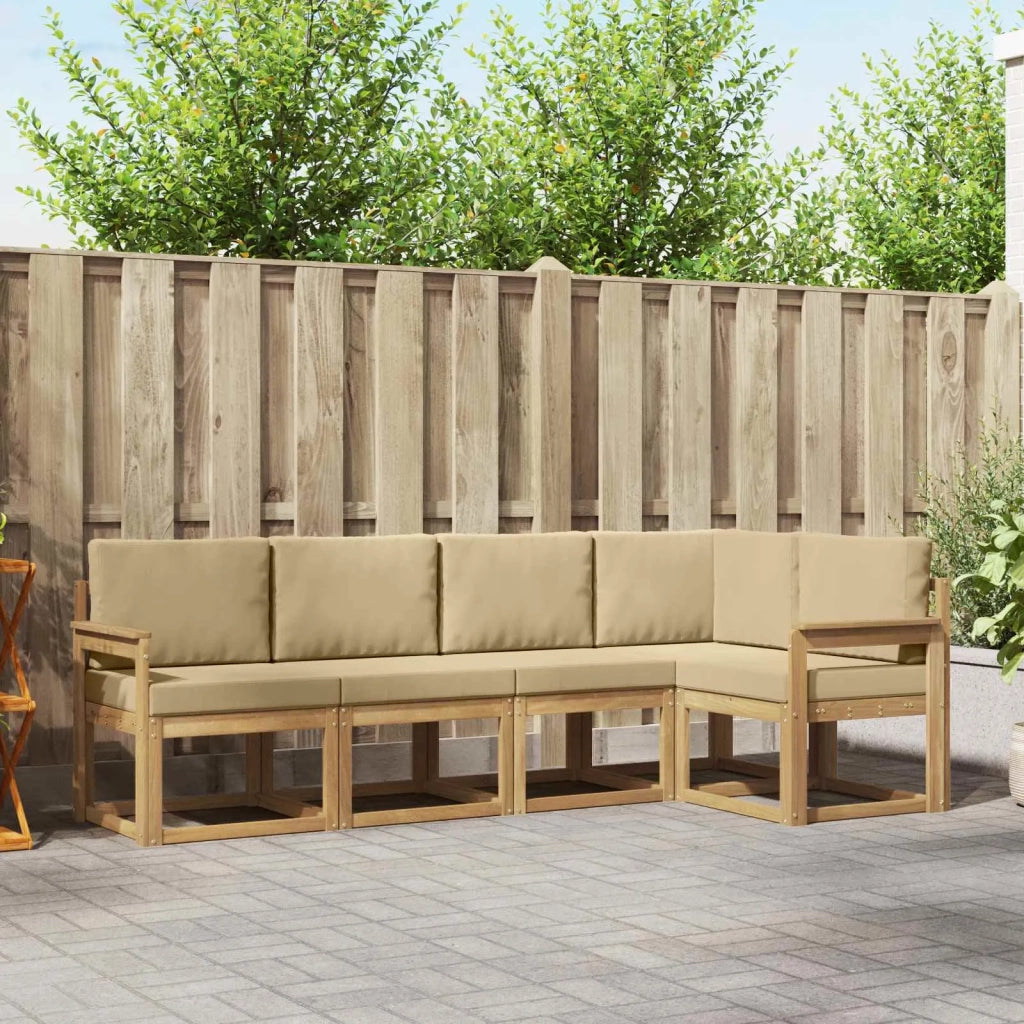 Set di divani da esterno con cuscino 5 pcs Bianco e Beige
