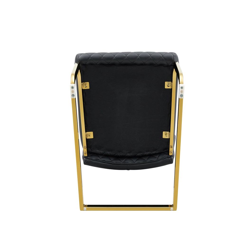 Tavolo da pranzo rotondo con 2 sedie in MDF e PU nero con base in metallo dorato, set da pranzo moderno
