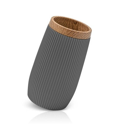 Porta spazzolini da denti Grigio dettagli effetto legno Blob