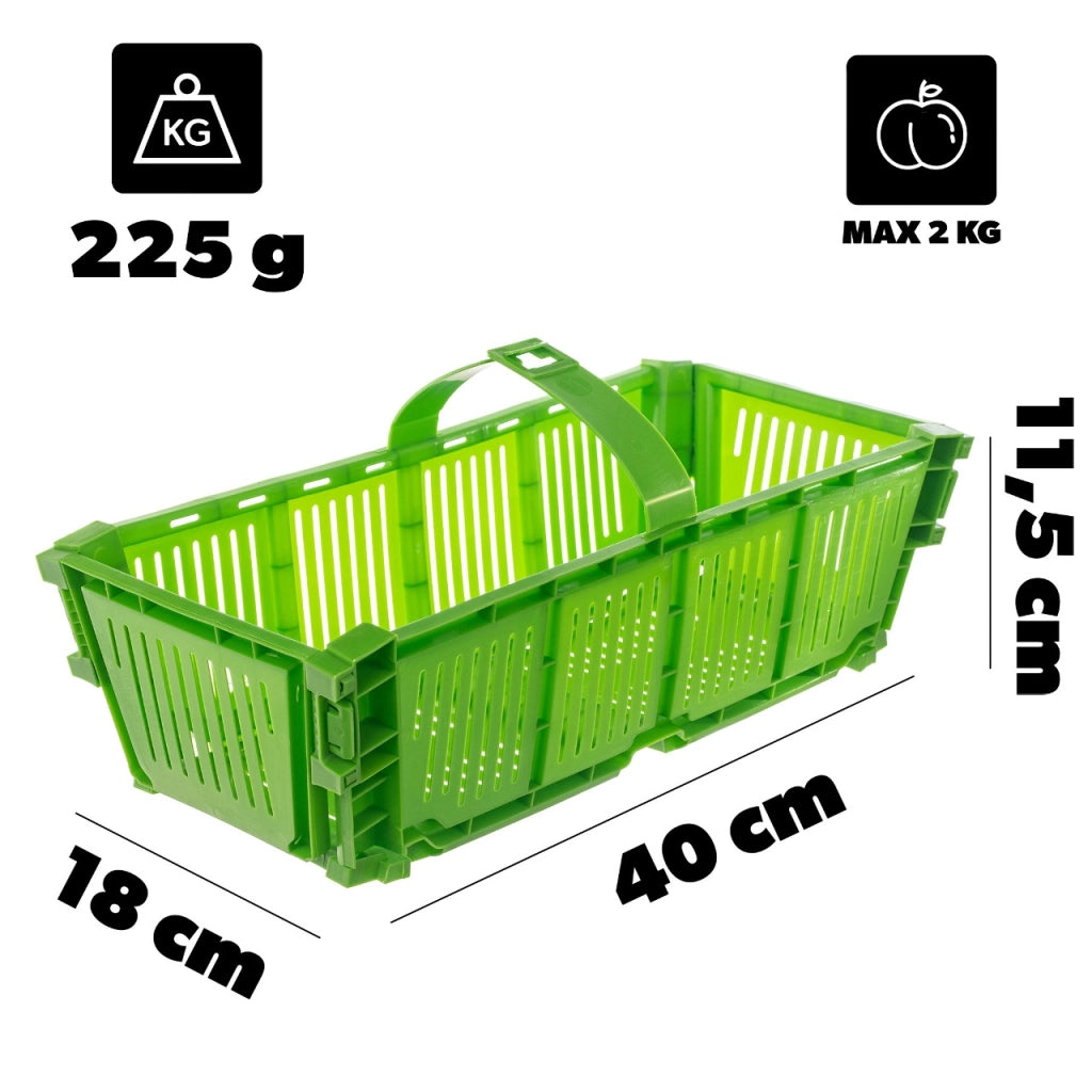 Cesto pieghevole KADAX per frutta e fragole, in plastica, 2 kg