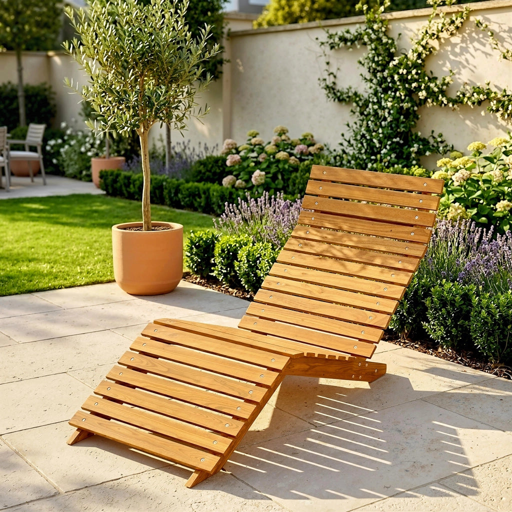 Lettino prendisole ¨C zephmum ¨C legno massello marrone 66x170x77 cm
