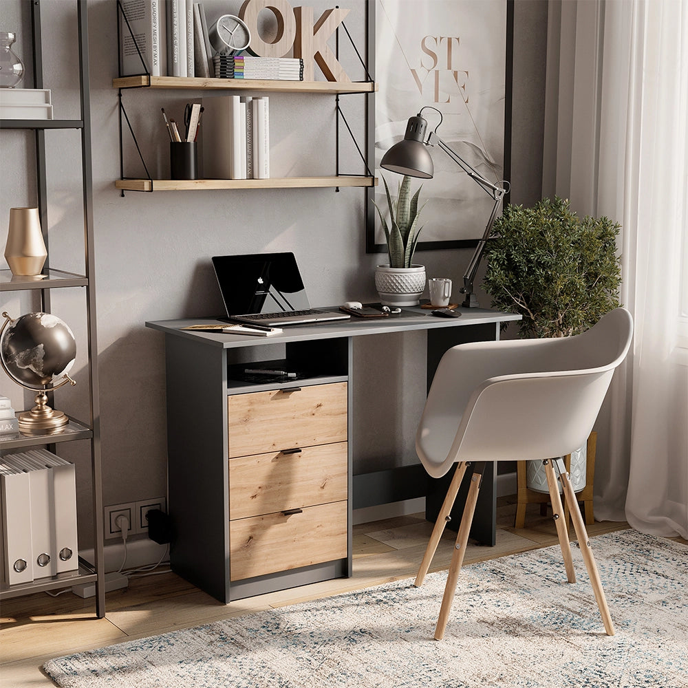 Vicco Scrivania Antracite/Artisan 105 x 50 cm con cassetti
