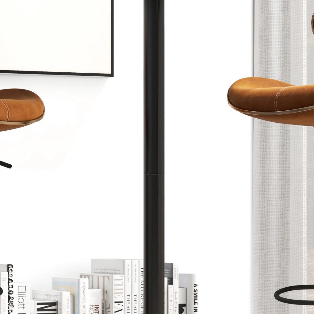 Tavolo da Cucina Alto Bar Ø60x102 cm per 2 Persone in MDF e Metallo Nero