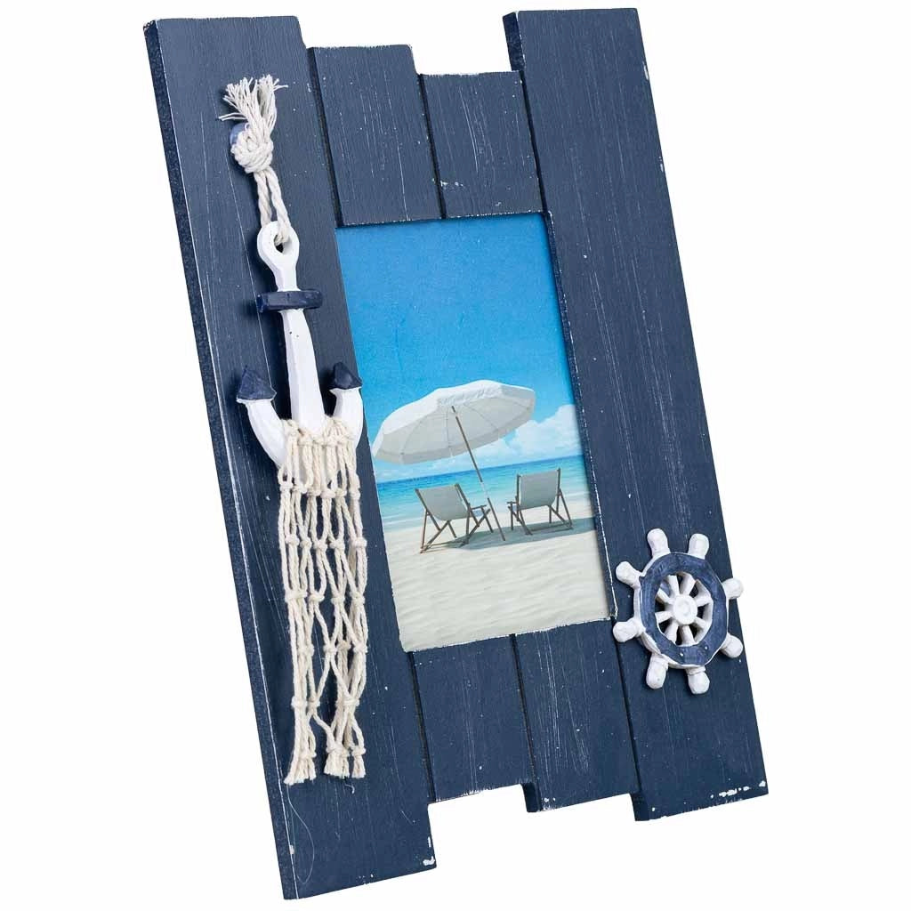 Cornice portafoto in legno blu 20x2x28h cm
