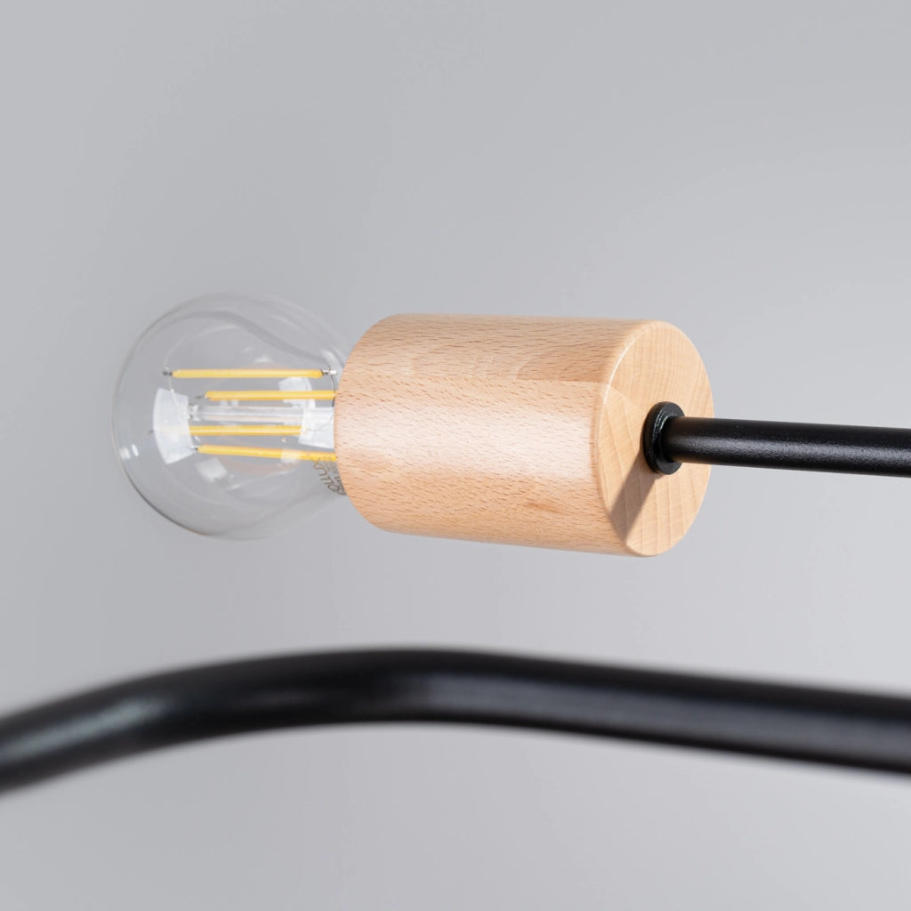Lampadario TIMBO Peach Puff a 6 luci in legno nero E27 LED Max 15W