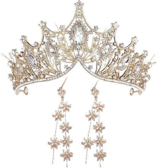 Tiara da Sposa con Strass - Fatta a Mano - Rosé Oro/Argento - Corona Principesca - Leggera e Duratura - Adatta per Matrimonio