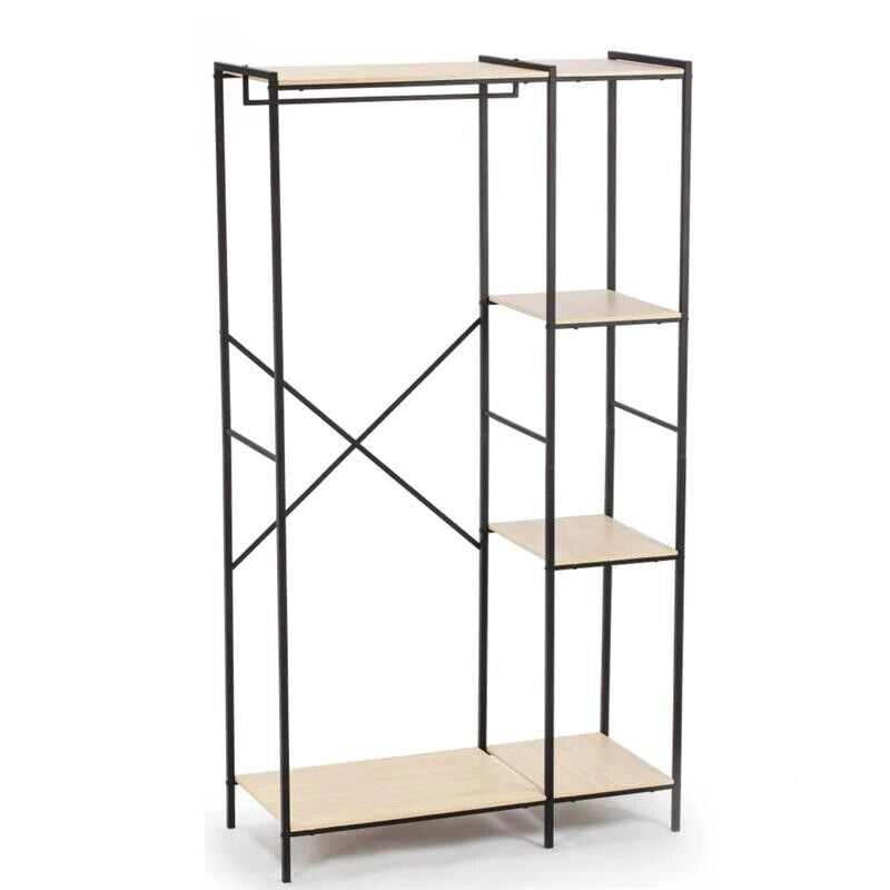 MAURY'S WOOD GUARDAROBA CON STRUTTURA IN ACCIAIO NERO 90 X 40 X 165 CM
