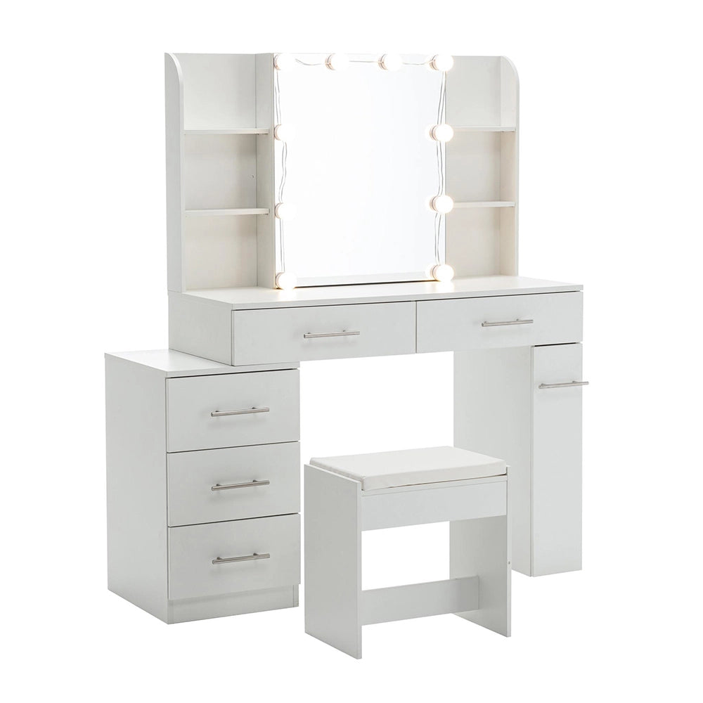 Toeletta con illuminazione - Xylo - Specchio, cassetti e LED integrato