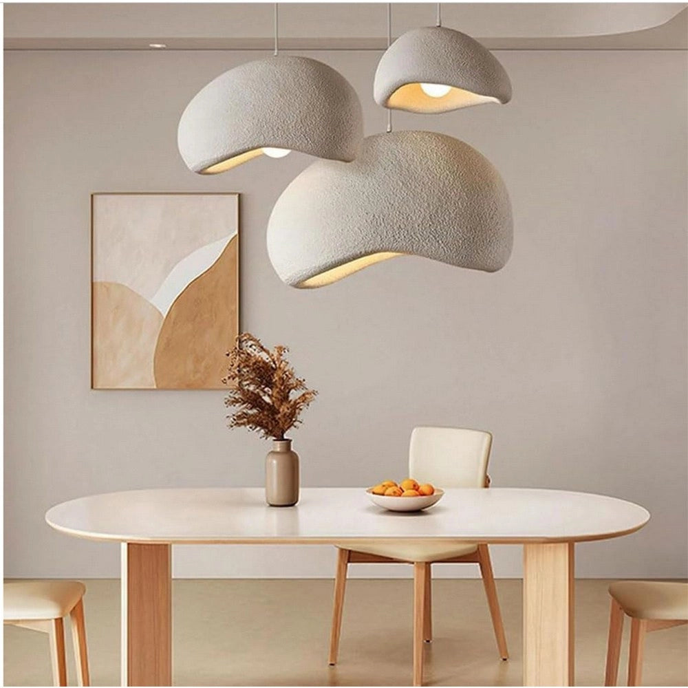 Trade Shop - Lampadario A Sospensione Soffitto Effetto Pietra Bianco ø40/50/60cm Attacco E27 Ip20 B16-b -