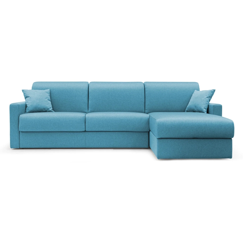 Chris Divano letto angolare 5 posti in tessuto impermeabile T13 268 cm Sinistro (mat. 140x197) azzurro