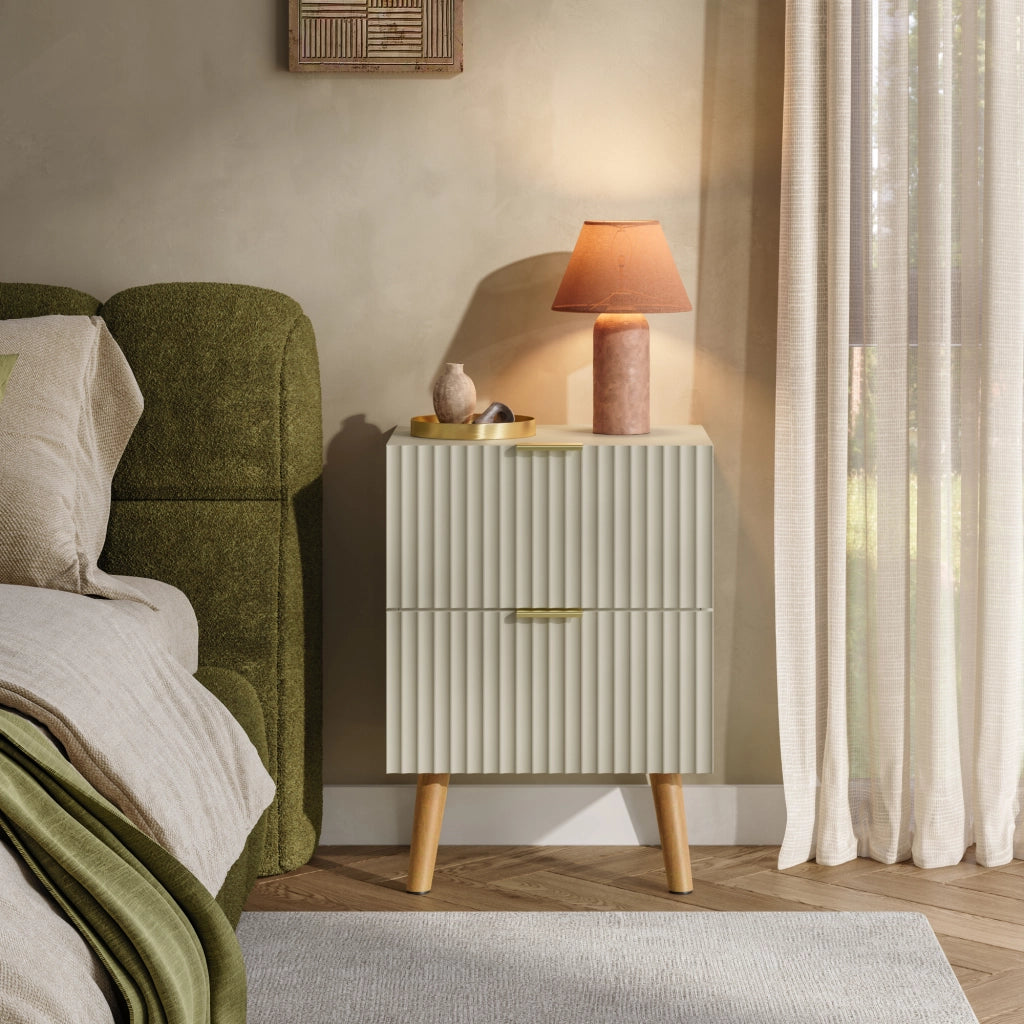 Set di 2 Comodini Nand con 2 Cassetti 55x40x30 cm color Sabbia [en.casa]
