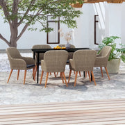 Set da Pranzo per Giardino 7 pz con Cuscini Marrone cod mxl 51982