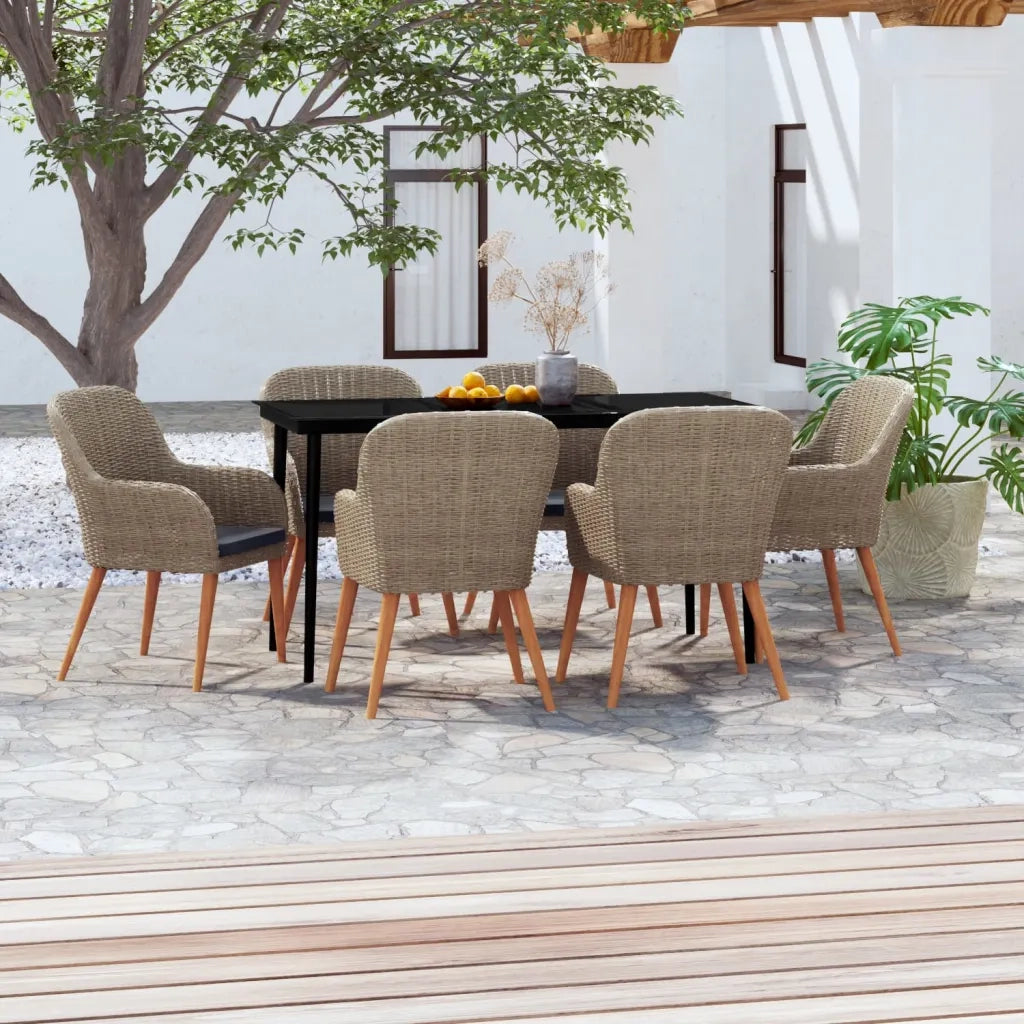 Set da Pranzo per Giardino 7 pz con Cuscini Marrone cod mxl 51982
