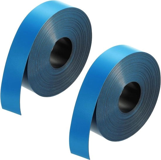 Set di 2 strisce magnetiche - 1 x 66,25 piedi - nastro magnetico - etichette per lavagne bianche - frigorifero e hobby - blu
