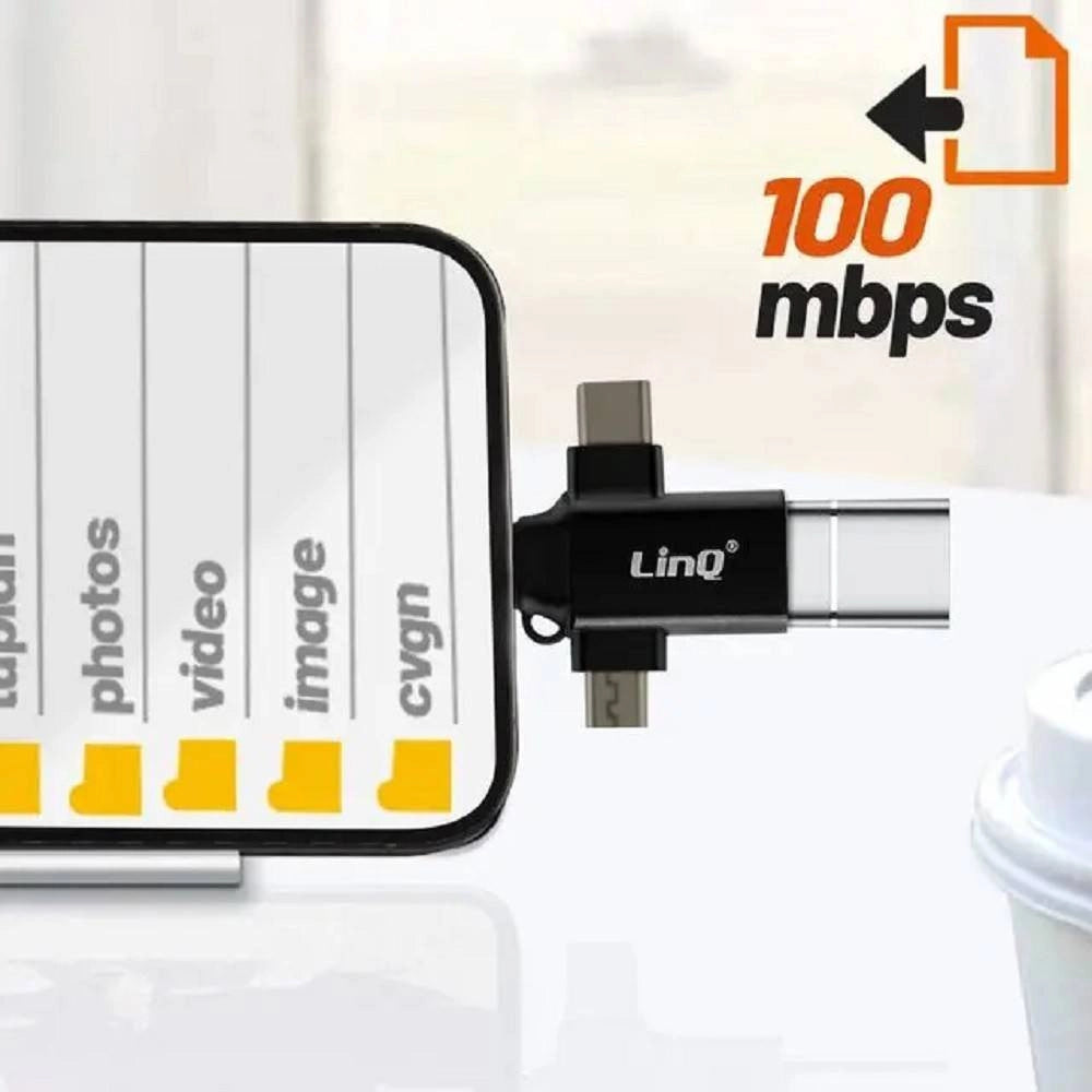 Trade Shop - Adattatore Otg Da Usb-c Micro-usb Lightning Verso Usb 3.0 Femmina 3 In 1 Otqu930 -