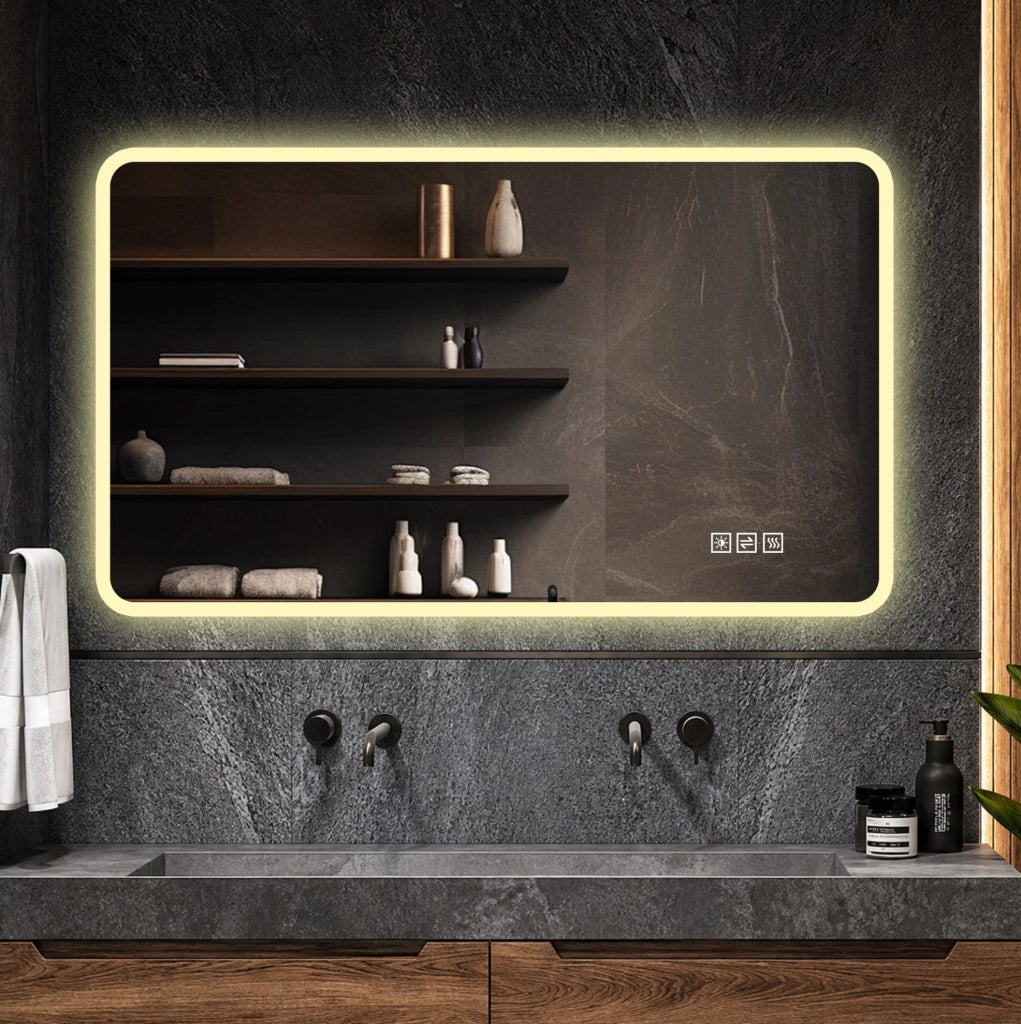 Specchio bagno LED ULEVR con funzione antiappannamento, 3 temperature di colore, dimmerabile e IP44