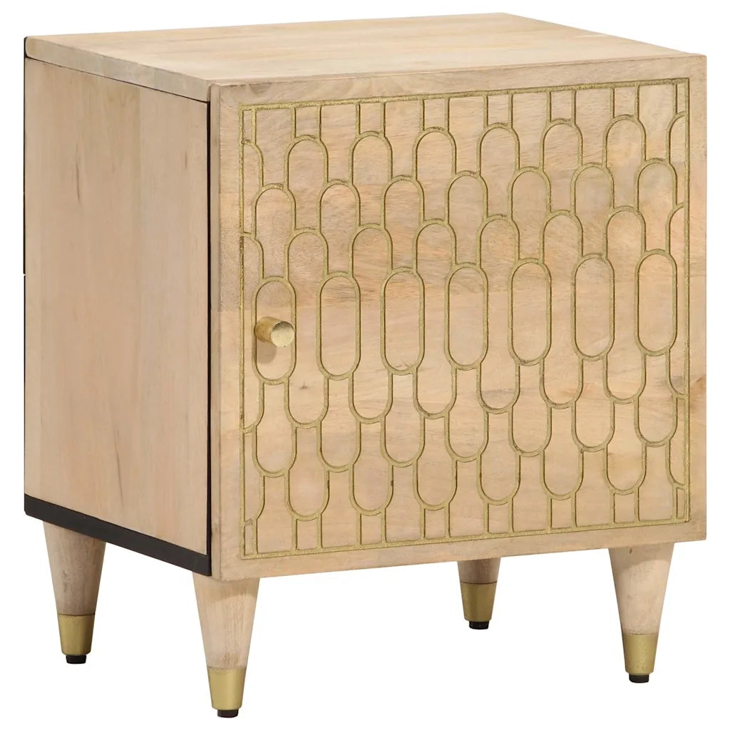 Set di 2 Comodini | Armadio da Notte | Mobiletto da notte 40x33x46 cm in Legno Massello di Mango