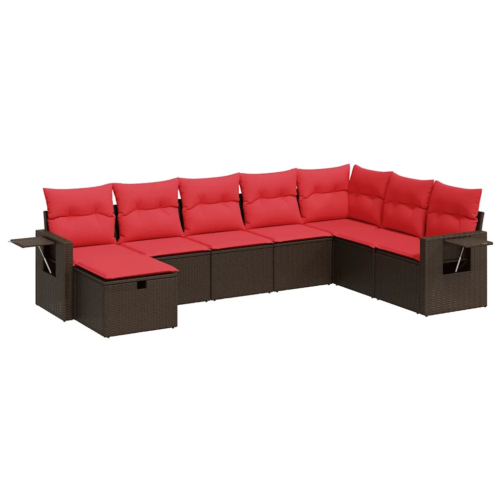 Set Divani da Giardino 8 pz con Cuscini Marrone in Polyrattan 3325540