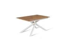 E-STYLO Tavolo allungabile con top rovere in melaminico e base in metallo bianco, 90cm X 140/ 190cm H. 76cm.