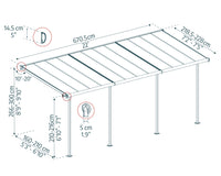 Pergola Sierra Addossata in Alluminio  2.3X6.7 m Grigio