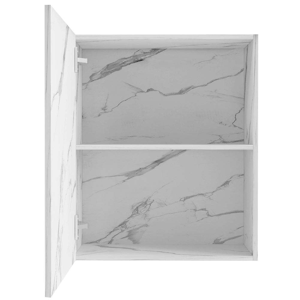Pensile da Cucina Armadio Sospeso da Parete Anta Singola in  Legno Bianco Effetto Marmo