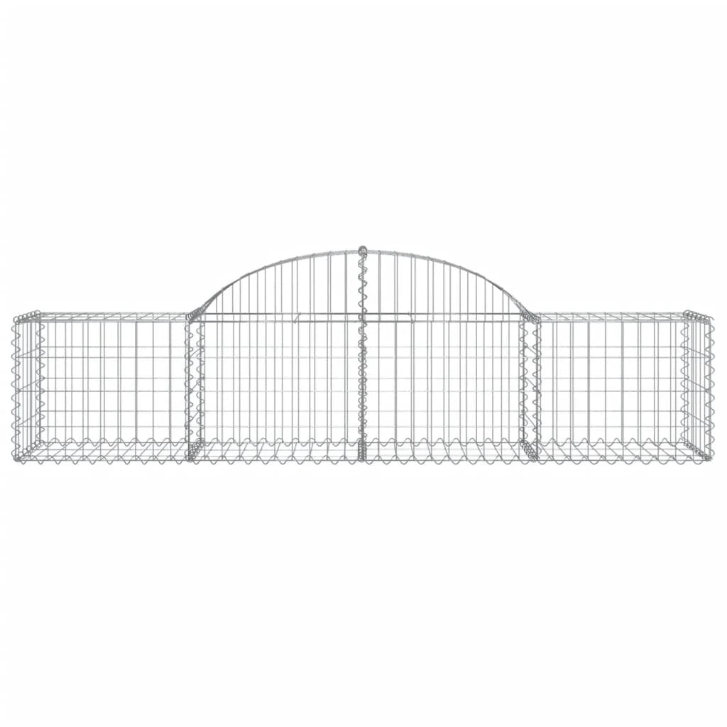Cesto gabbione recinzione a gabbia muro di contenimento ad arco 200 x 50 x 40/60 cm ferro zincato argento 02_0040041