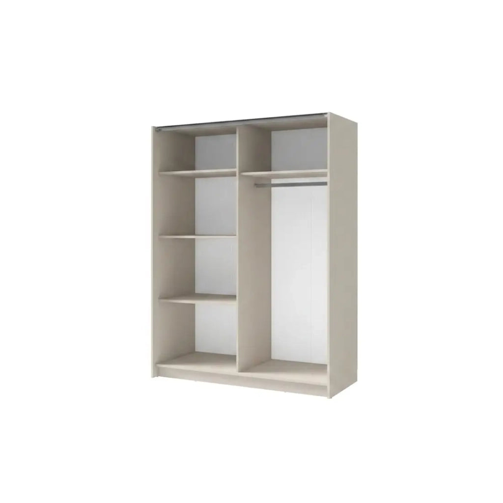 Armadio VARIA 150 cm cachemire e quercia con specchio e porte scorrevoli